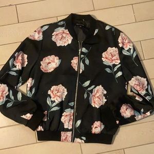 Rose Print Varsity Jacket